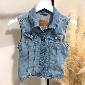 Y2K Hollister Light Wash Denim Vest Jacket